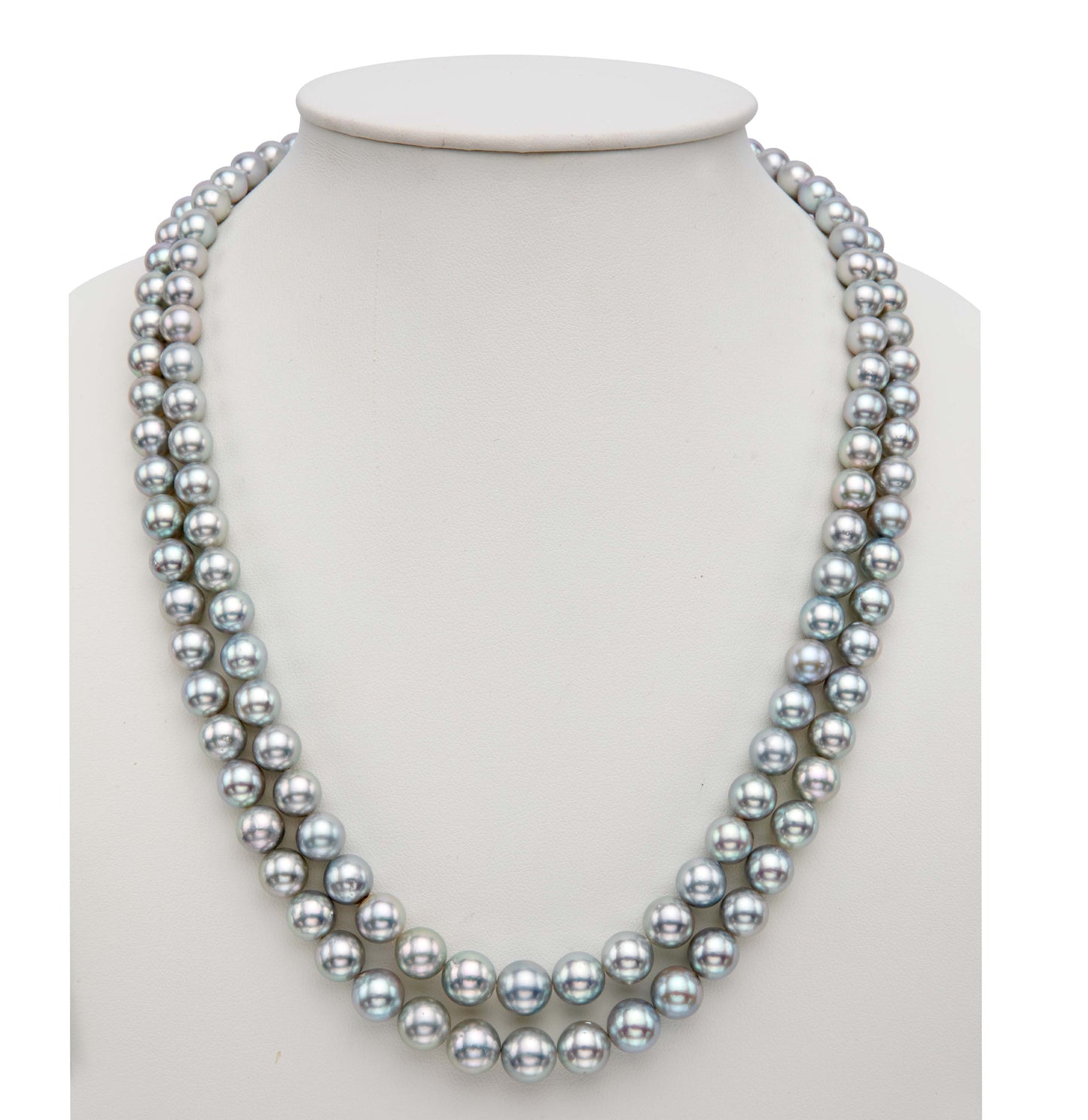 Grey Round Saltwater Akoya Pearls Grading Necklace Set -A Quality