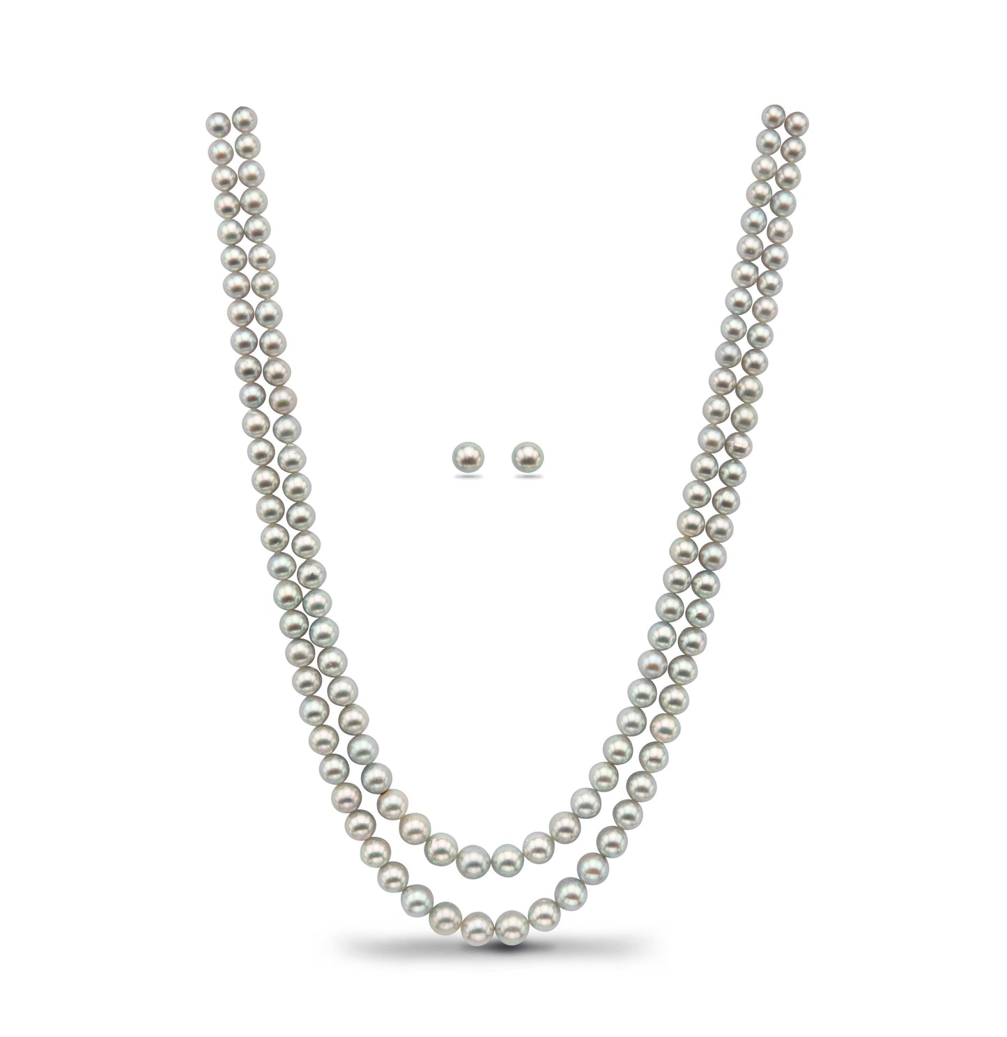 Grey Round Saltwater Akoya Pearls Grading Necklace Set -A Quality