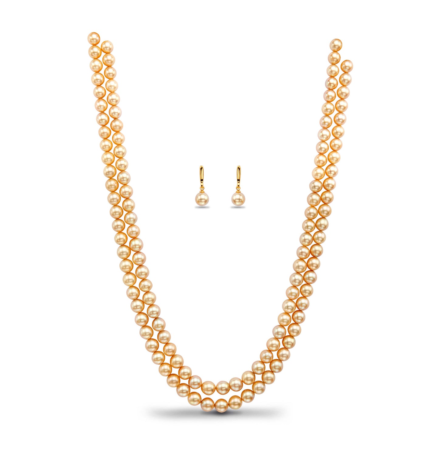 Grading Golden Round Saltwater Akoya Pearls Necklace Set - AA Quality