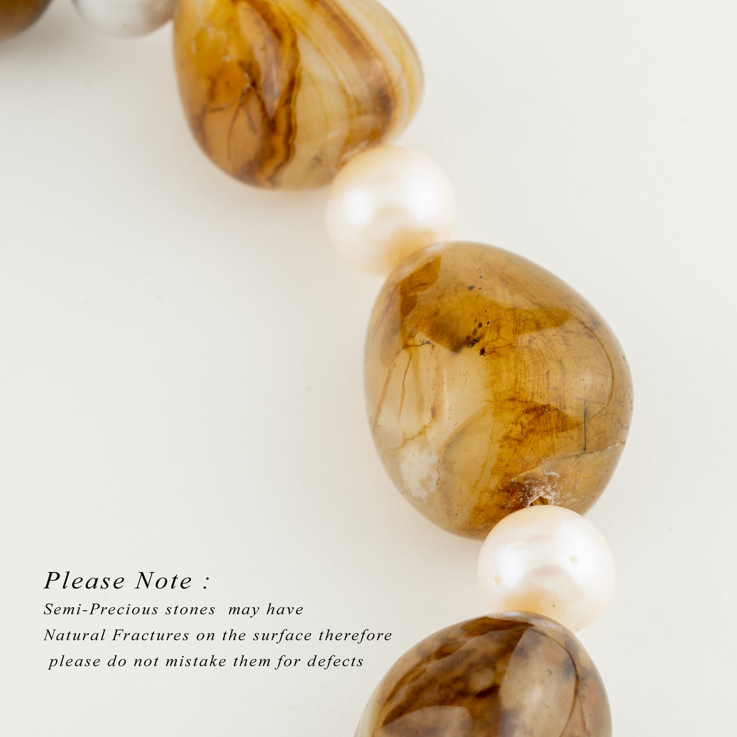 Brown Agate Semi Precious Beads & Multicolor Freshwater Pearl Necklace