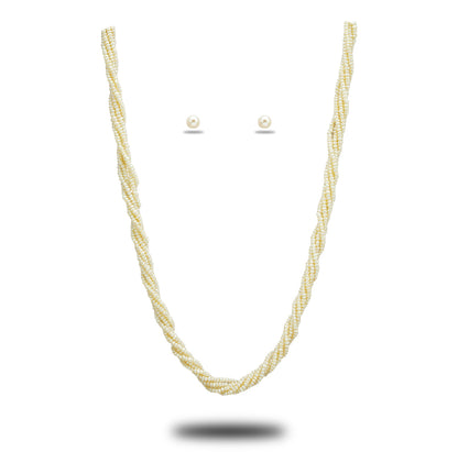 1.0-2.0mm White Seed Freshwater Pearl Necklace Set - AAA Quality