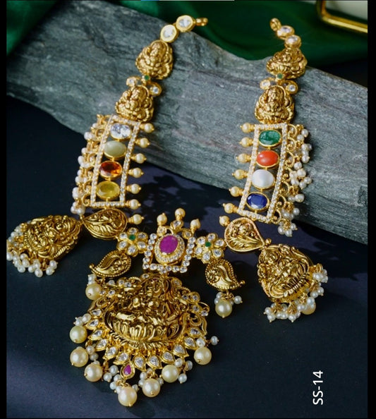 Gold Navaratan Necklace