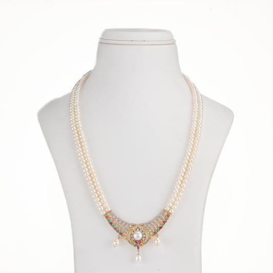 Bold Red Green Multicolor Freshwater Pearls Necklace Set