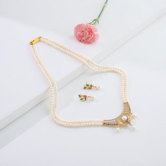 Bold Red Green Multicolor Freshwater Pearls Necklace Set