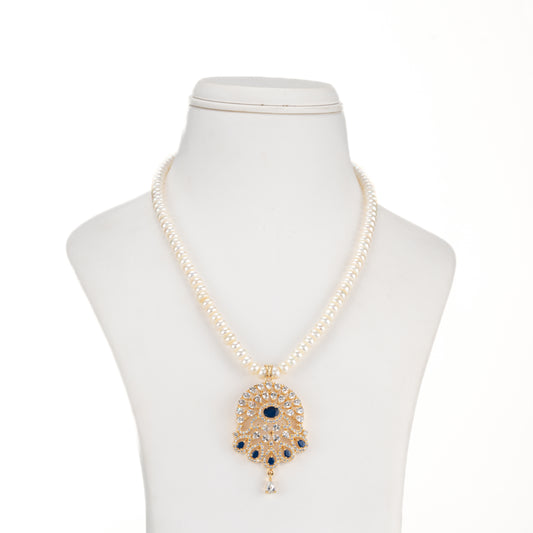 Clustered Blue Stone Freshwater Pearls Necklace Set