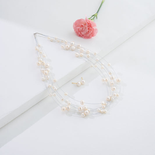 Fancy Wire Freshwater Pearls Necklace