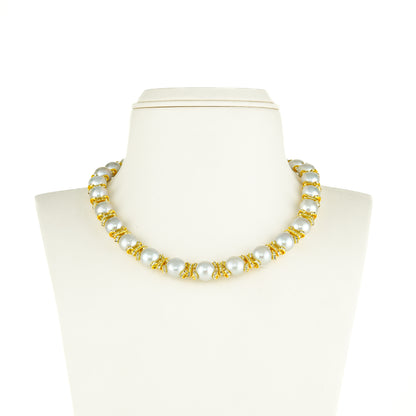 Precious Grey Button Pearl Choker Set