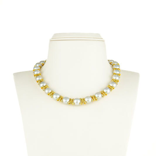 Precious Grey Button Pearl Choker Set