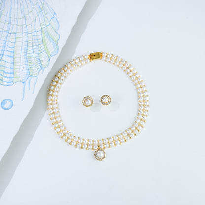 Precious Fancy Button Freshwater Pearl Necklace Set