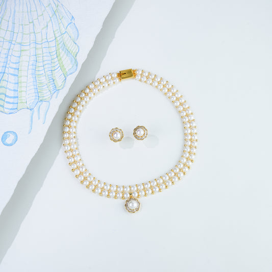 Precious Fancy Button Freshwater Pearl Necklace Set