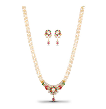 Bold Red Green Multicolor Freshwater Pearls Necklace Set