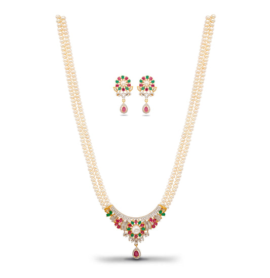 Bold Red Green Multicolor Freshwater Pearls Necklace Set