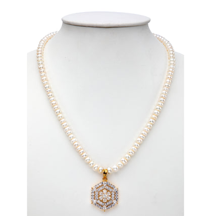 White Stone Freshwater Pearl Necklace Set