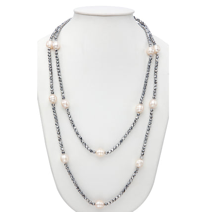 Black Fancy Beads And Freshwater Pearl Necklace Set