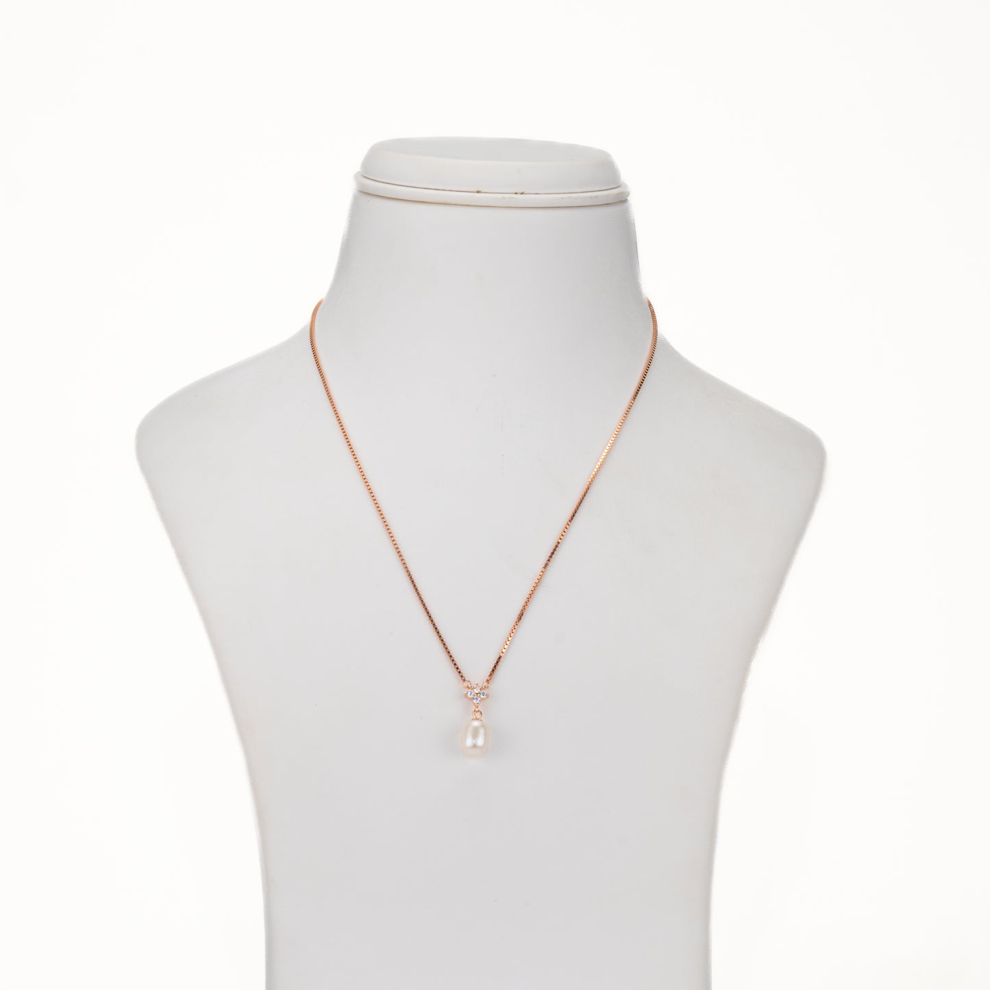 Stylish Rose Gold Silver Freshwater Pearl Necklace Set