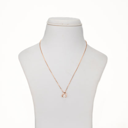Heart-Shaped Rose Gold Silver Freshwater Pearl Necklace Set