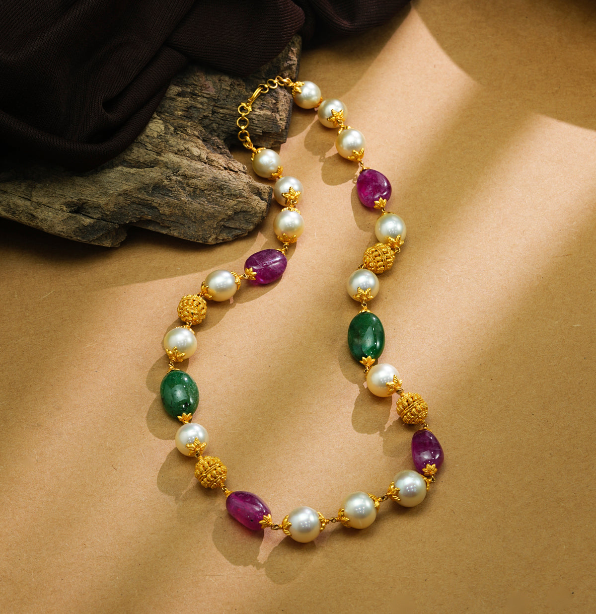 Gorgeous Ruby Emerald Taar Mala – Darpan Mangatrai Pearls & Jewellers