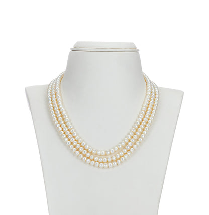 5.0-6.0mm White Button Freshwater Pearl Necklace Set - AA Quality