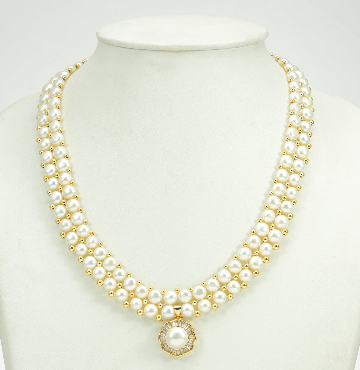 Precious Fancy Button Freshwater Pearl Necklace Set