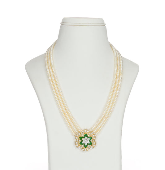 Green Stone Freshwater Necklace Set