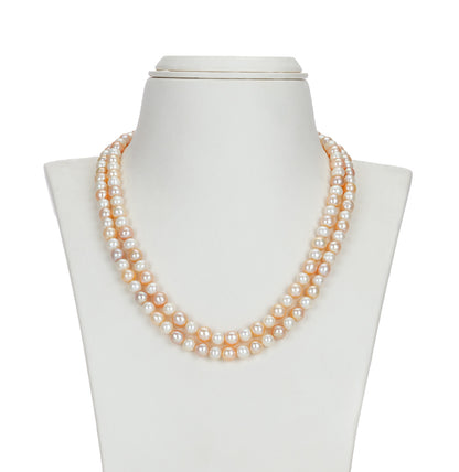 7.0-8.0mm Round Multicolor Freshwater Pearl Necklace Set - A Quality