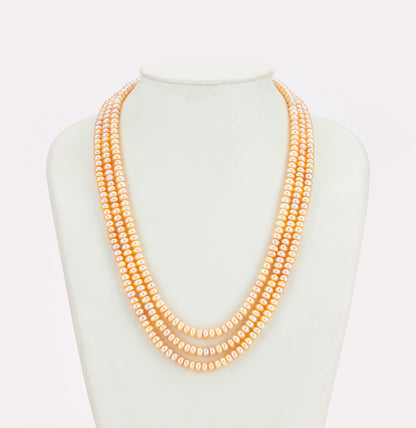 3.0-4.0mm Freshwater Pink Button Pearl Necklace Set - AA Quality