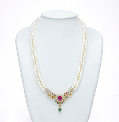 Customizable Red Green  Multicolor Freshwater Pearl Necklace Set