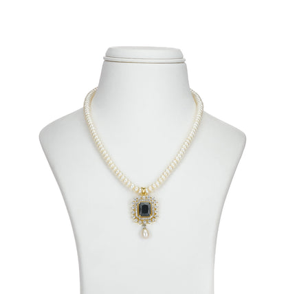 Lavish Blue Stone Freshwater Pearl Necklace Set