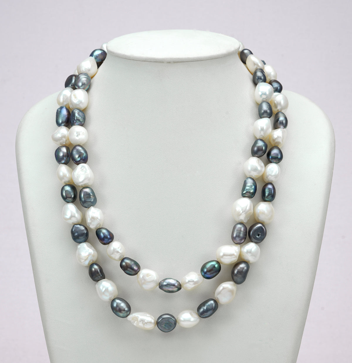 12.0-13.0mm Semi Baroque  Multicolor Freshwater Pearl Necklace Set - A Quality