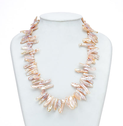 4.0-5.0mm Pink Baroque Fancy Freshwater Pearl Necklace Set - AA Quality
