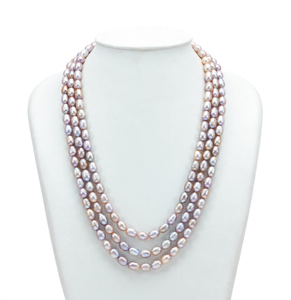 8.0-9.0mm Pink Drop Freshwater Pearl Necklace Set - A Quality