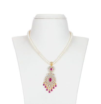Cherished Red Stone Pearl Necklace Set