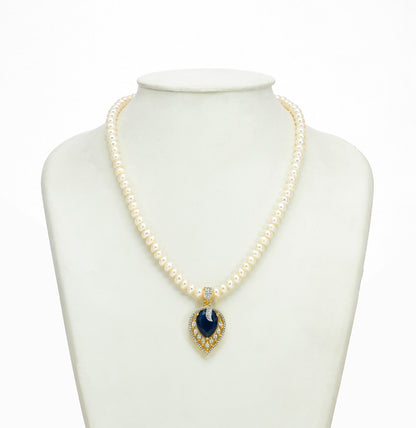 Clustered Blue Stone Freshwater Pearls Necklace Set