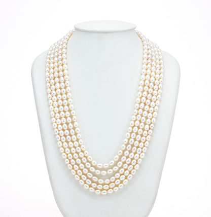 7.0-8.0mm White Drop Freshwater Pearl Necklace Set - A Quality