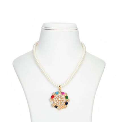 Dainty Navratna Multicolor Freshwater Pearl Necklace Set