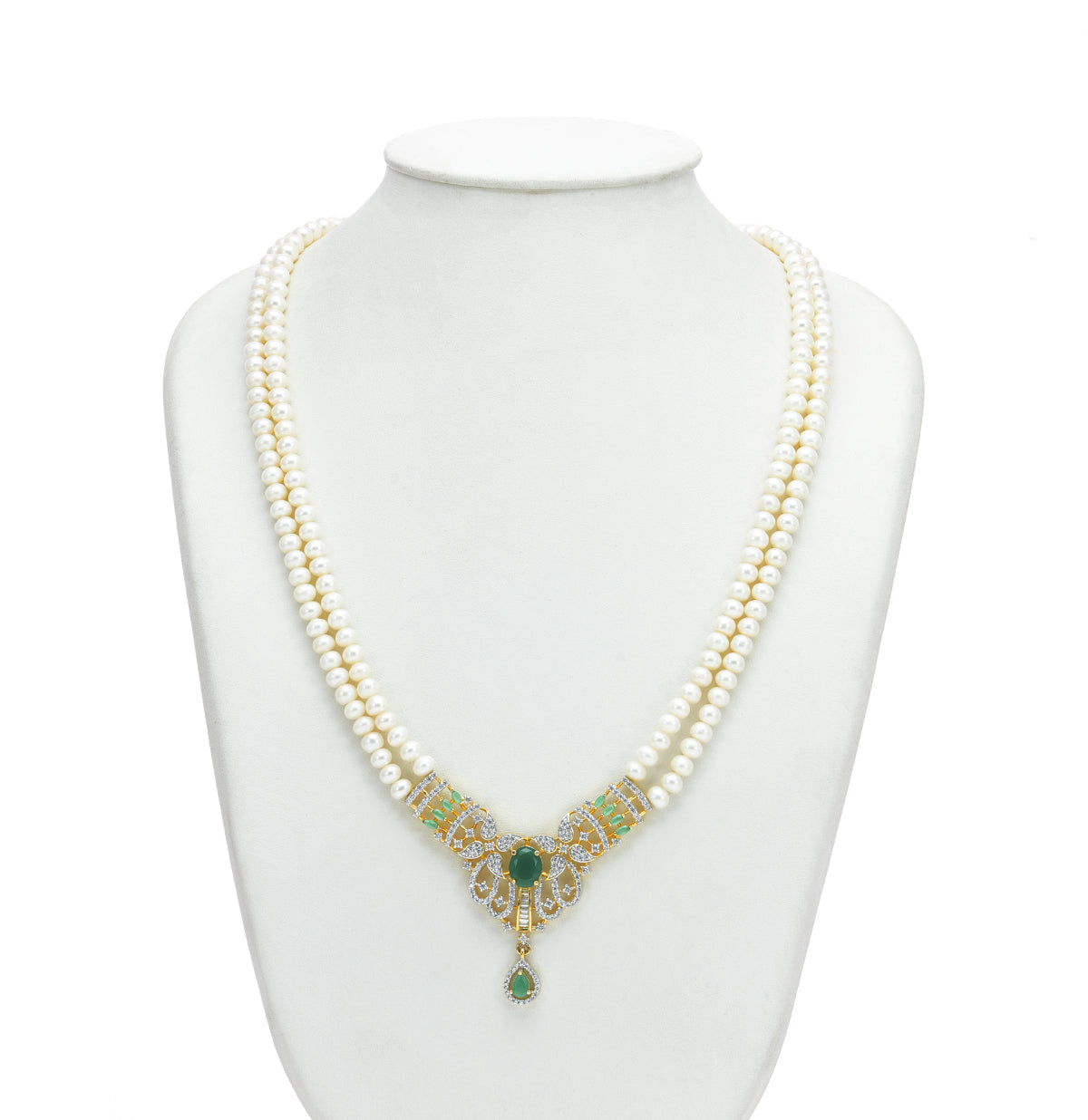 Floral Green Stone Freshwater Pearl Set