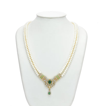 Floral Green Stone Freshwater Pearl Set