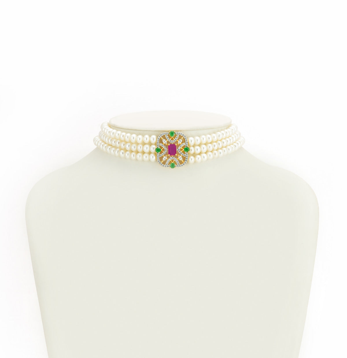 Effervescent Red Green Multicolor Freshwater Pearl Choker Set