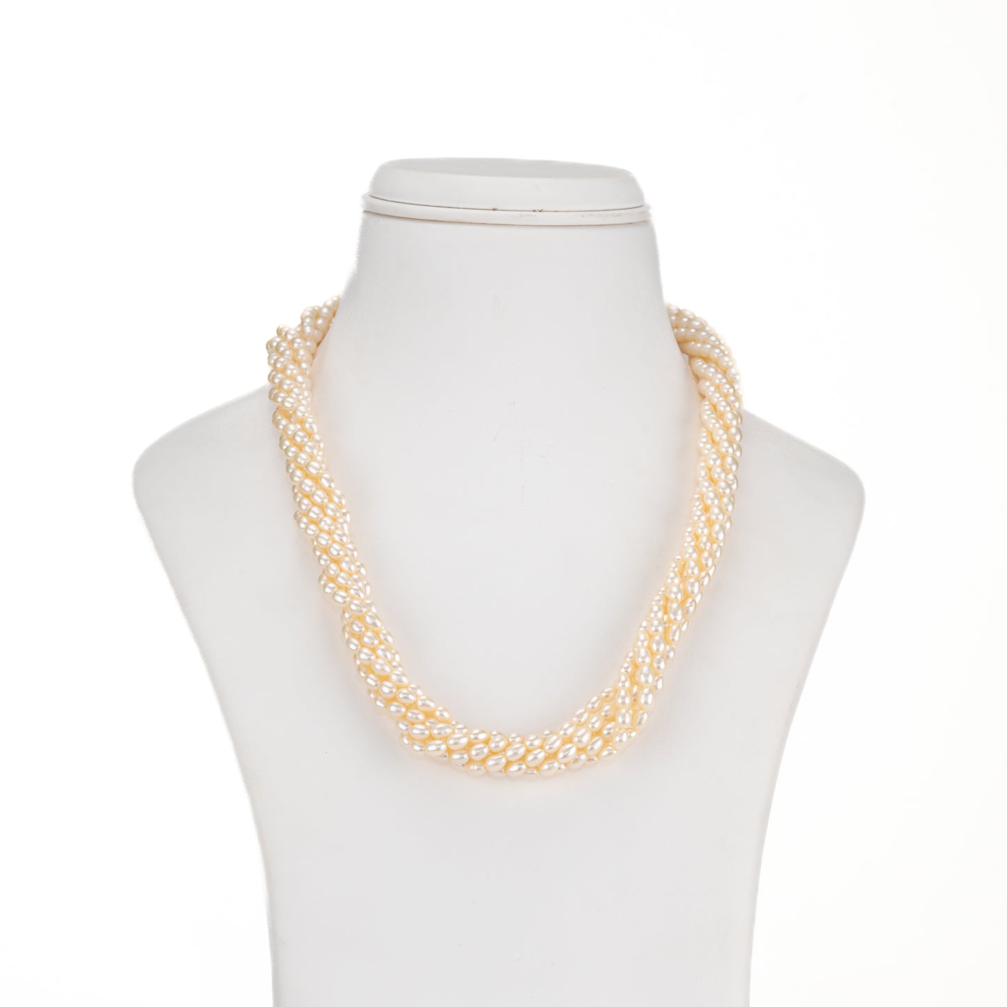 4.0-5.0mm Cream Rice Freshwater Pearl Necklace Set - AAA Quality