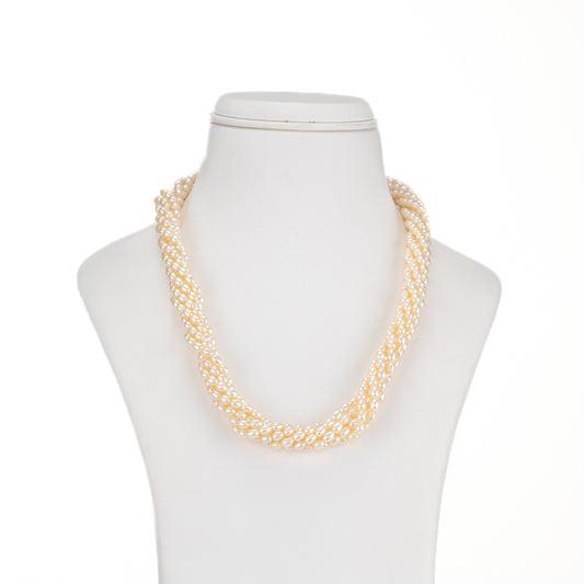 4.0-5.0mm Cream Rice Freshwater Pearl Necklace Set - AAA Quality