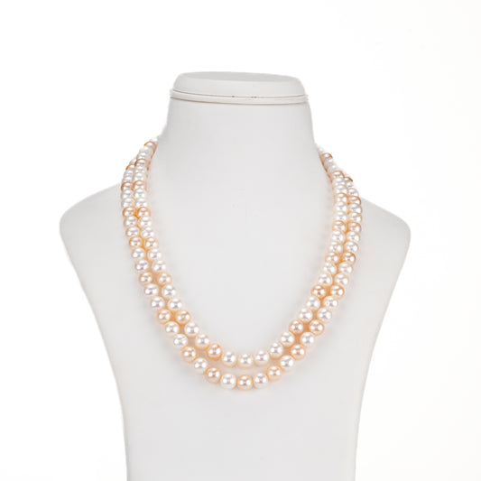 7.0-8.0mm Multicolor Round Freshwater Pearl Necklace Set - AAA Quality