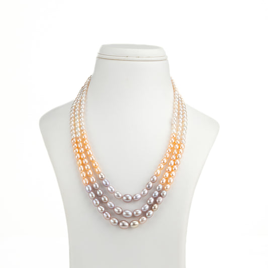 Grading Drop Rainbow Freshwater Pearl Necklace Set - AAA Quality