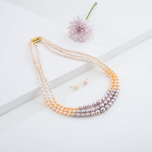 Grading Drop Rainbow Freshwater Pearl Necklace Set - AAA Quality