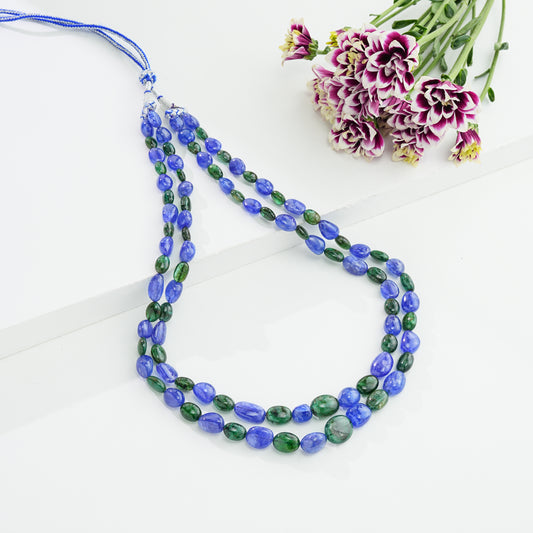Natural Emerald Tanzanite Beads Necklace