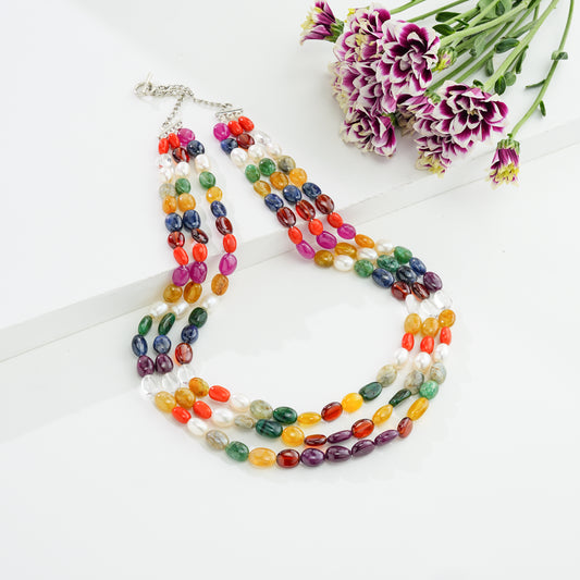 Natural Navaratan Beads Necklace