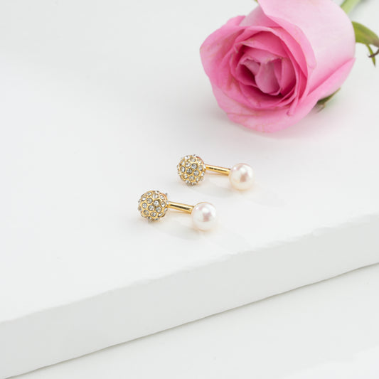 Charming White Stone Pearl Stud Earring