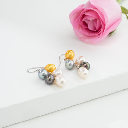 Adorable Drop Multicolor Freshwater Pearl Hanging Earrings