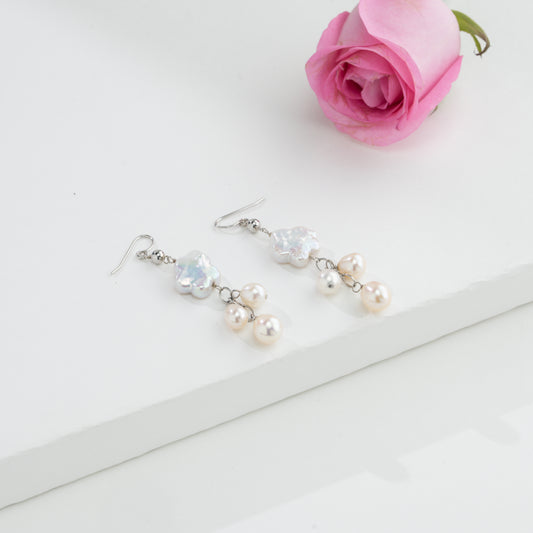 Shimmering Baroque Pearl  Dangling Earrings