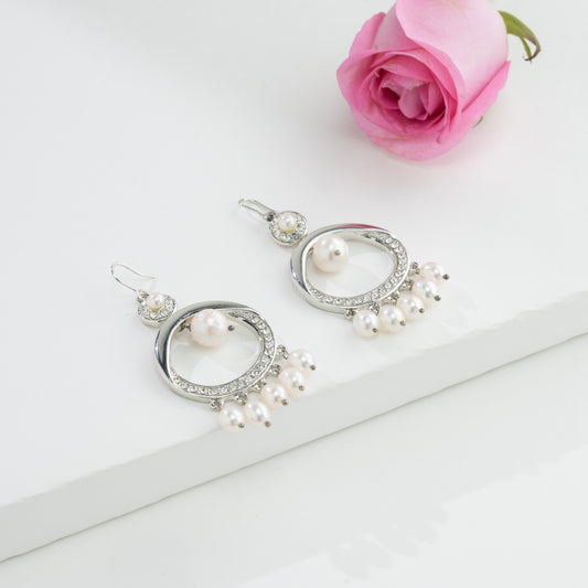Classic White Mix Freshwater Pearl Chand Bali