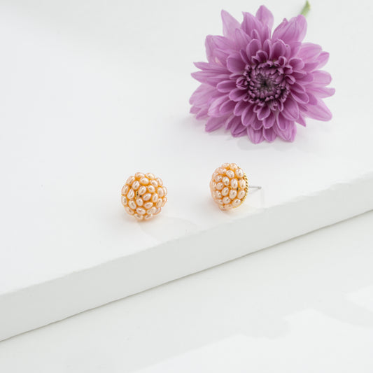 Pink Rice Pearl Stud Earrings